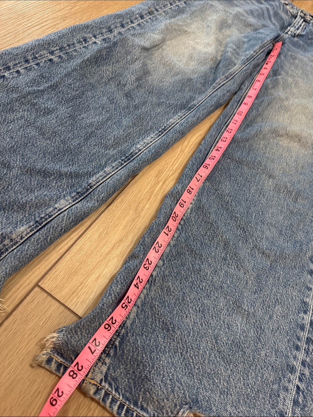 American Eagle Baggy Wide Leg Distressed Jeans Sz 0 Short Back to school Trendy - Picture 4 of 11